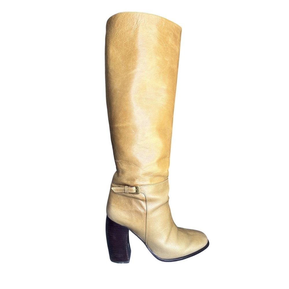 Tory Burch Banana Heel Knee High Riding Leather Boots Butterscotch 6.5
